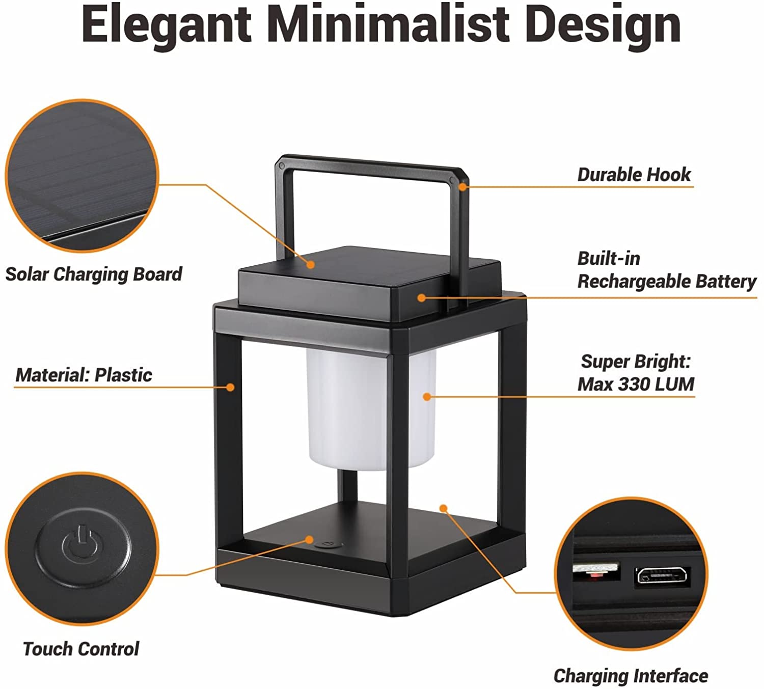 Solar LED camping light with handle 